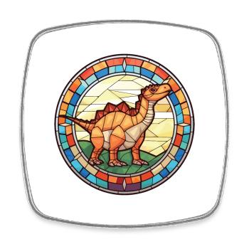 Bunte Aquarell-Tierillustration des Dinosauriers - Viereckiger Kühlschrankmagnet - Weiß - Vorne