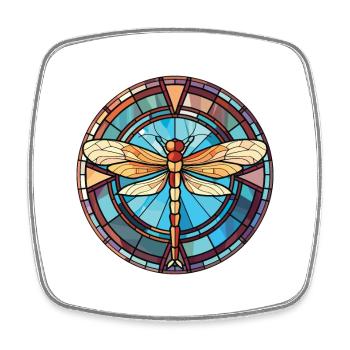 Dragonfly Colorful Watercolor Animal Illustration - Square fridge magnet - white - Front