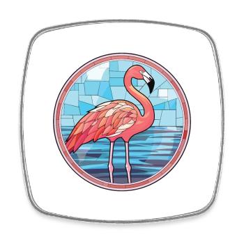 Flamingo Colorful Watercolor Animal Illustration - Square fridge magnet - white - Front
