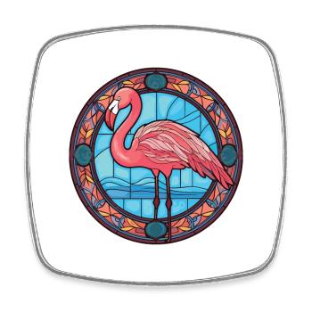 Flamingo bunte Aquarell-Tierillustration - Viereckiger Kühlschrankmagnet - Weiß - Vorne