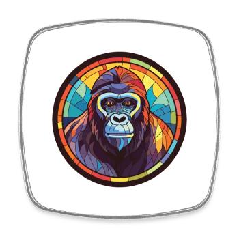Gorilla bunte Aquarell-Tierillustration - Viereckiger Kühlschrankmagnet - Weiß - Vorne