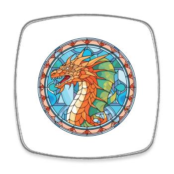 Bunte Aquarell-Tierhaustierillustration des Drachen - Viereckiger Kühlschrankmagnet - Weiß - Vorne