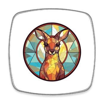 Kangourou coloré aquarelle Animal Illustration - Magnet carré - blanc - Devant