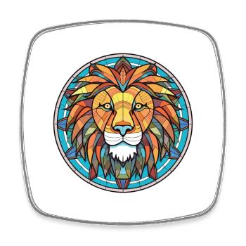 Lion Colorful Watercolor Animal Pet Illustration - Square fridge magnet - white - Front