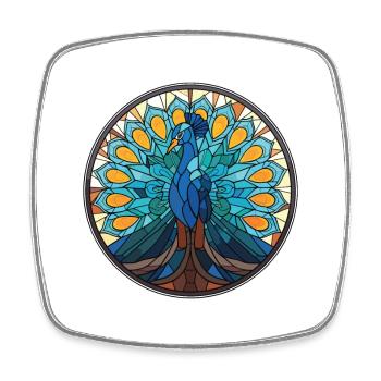 Pfau Buntes Aquarell Tier Illustration - Viereckiger Kühlschrankmagnet - Weiß - Vorne