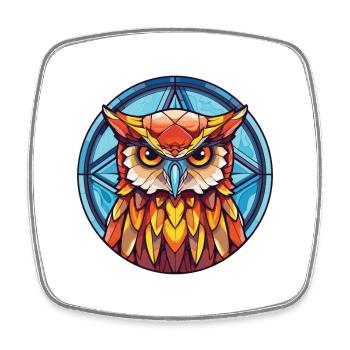 Eule Buntes Aquarell Tier Haustier Illustration - Viereckiger Kühlschrankmagnet - Weiß - Vorne