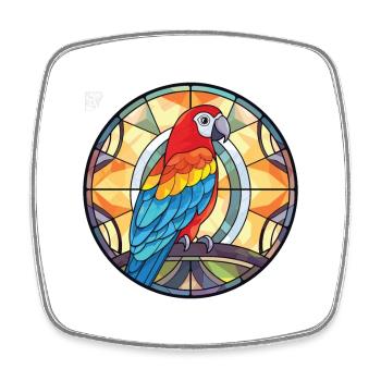 Papagei buntes Aquarell Tier Haustier Illustration - Viereckiger Kühlschrankmagnet - Weiß - Vorne