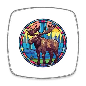 Elch buntes Aquarell Tier Haustier Illustration - Viereckiger Kühlschrankmagnet - Weiß - Vorne