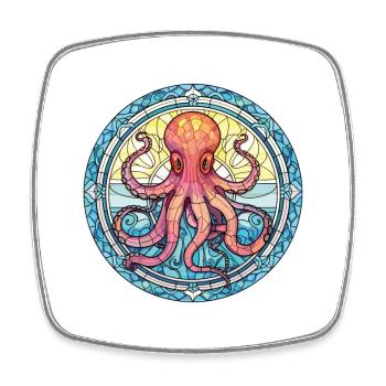 Oktopus bunte Aquarell-Tier-Illustration - Viereckiger Kühlschrankmagnet - Weiß - Vorne
