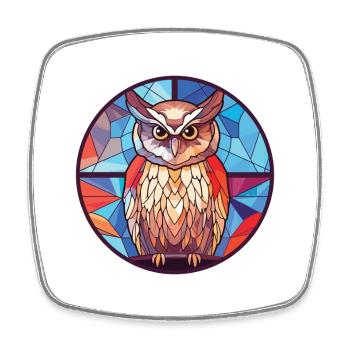 Owl Colorful Watercolor Animal Pet Illustration - Square fridge magnet - white - Front