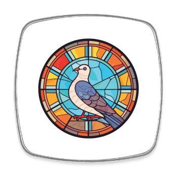 Pigeon Colorful Watercolor Animal Pet Illustration - Square fridge magnet - white - Front