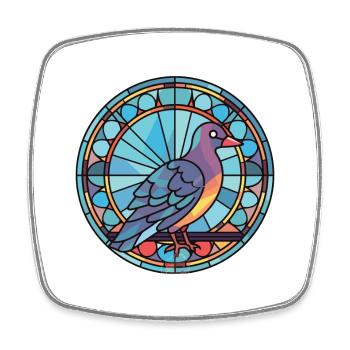 Pigeon Colorful Watercolor Animal Pet Illustration - Square fridge magnet - white - Front