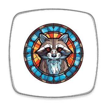 Raccoon Colorful Watercolor Animal Illustration - Square fridge magnet - white - Front