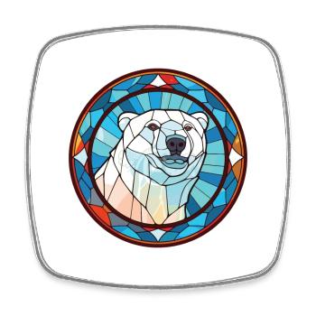 Polar Bear Colorful Watercolor Animal Illustration - Square fridge magnet - white - Front
