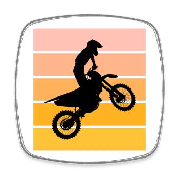 Motocross Silhouette Sonnenuntergang - Viereckiger Kühlschrankmagnet - Weiß - Vorne
