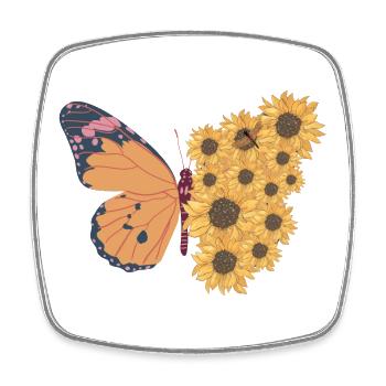 Butterfly Summer Sunflowers - Square fridge magnet - white - Front