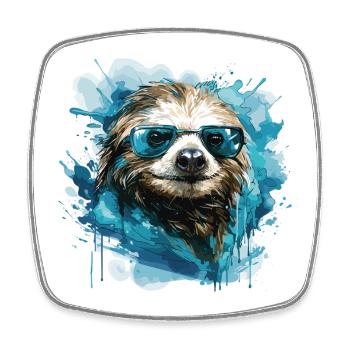 Sunglasses Sloth Aquawash - Square fridge magnet - white - Front