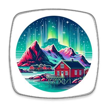 Lofoten Norwegen Nordlichter - Viereckiger Kühlschrankmagnet - Weiß - Vorne