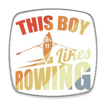 This boy likes rowing - Square fridge magnet - white - Front