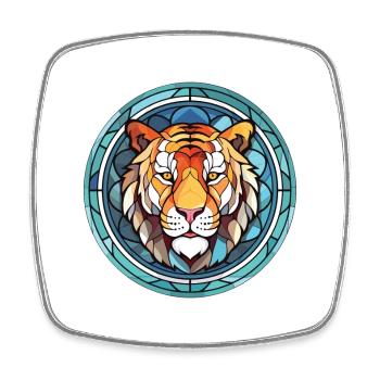 Tiger Colorful Watercolor Animal Pet Illustration - Square fridge magnet - white - Front