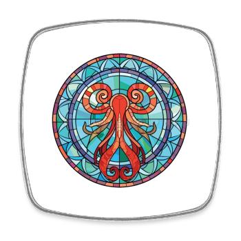 Squid Colorful Watercolor Animal Pet Illustration - Square fridge magnet - white - Front