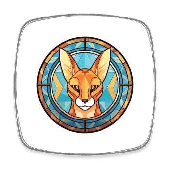 Serval Katze Buntes Aquarell Tier Illustration - Viereckiger Kühlschrankmagnet - Weiß - Vorne