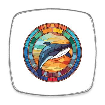 Wal buntes Aquarell Tier Haustier Illustration - Viereckiger Kühlschrankmagnet - Weiß - Vorne