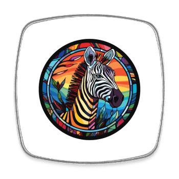Zebra Colorful Watercolor Animal Pet Illustration - Square fridge magnet - white - Front