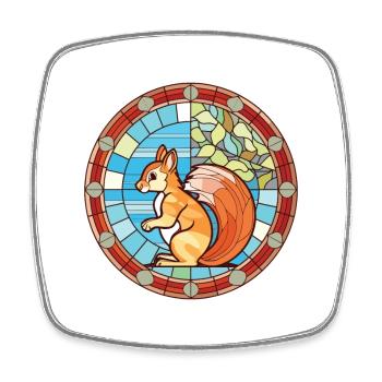 Squirrel Colorful Watercolor Animal Illustration - Square fridge magnet - white - Front