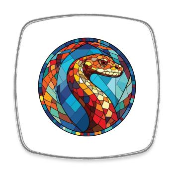 Snake Colorful Watercolor Animal Pet Illustration - Square fridge magnet - white - Front
