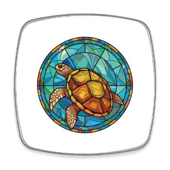 Schildkröte buntes Aquarell Tier Haustier Illustration - Viereckiger Kühlschrankmagnet - Weiß - Vorne