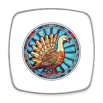 Turkey Pet Colorful Watercolor Animal Illustration - Square fridge magnet - white - Front