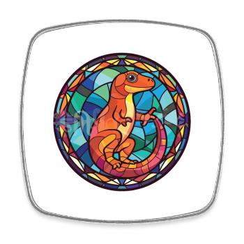 Salamandre colorée aquarelle Animal Illustration - Magnet carré - blanc - Devant