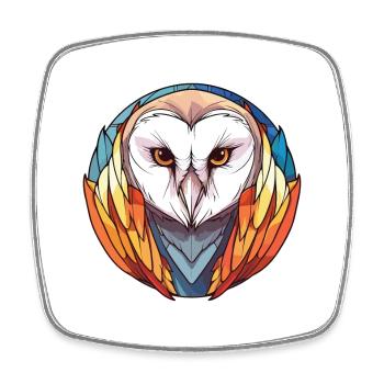 Schleiereule bunte Aquarell-Tier-Illustration - Viereckiger Kühlschrankmagnet - Weiß - Vorne