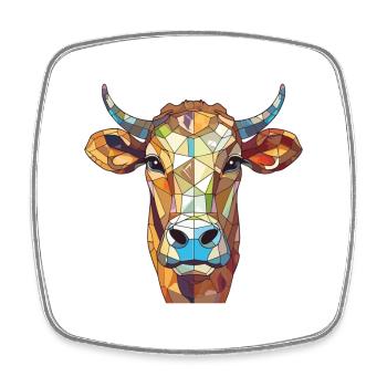Cow Colorful Watercolor Animal Pet Illustration - Square fridge magnet - white - Front