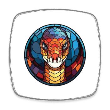 Cobra Snake Colorful Watercolor Animal Pet Cartoon - Square fridge magnet - white - Front