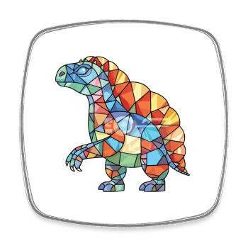 Dinosaurier buntes Aquarell Tier Illustration - Viereckiger Kühlschrankmagnet - Weiß - Vorne