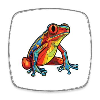 Frog Colorful Watercolor Animal Pet Illustration - Square fridge magnet - white - Front