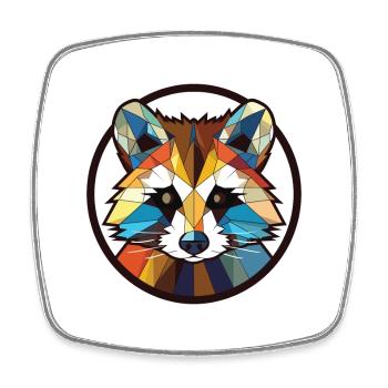 Raccoon Colorful Watercolor Animal Illustration - Square fridge magnet - white - Front