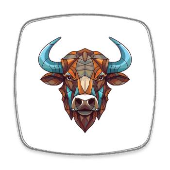 Bison African Buffalo Colorful Watercolor Animal - Square fridge magnet - white - Front
