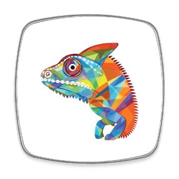 Chameleon Colorful Watercolor Animal Illustration - Square fridge magnet - white - Front