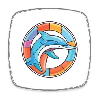 Dolphin Colorful Watercolor Animal Illustration - Square fridge magnet - white - Front