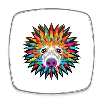 Porc-épic coloré aquarelle Animal Illustration - Magnet carré - blanc - Devant