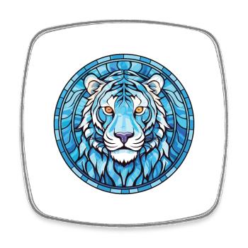 Bleu Aquatique Tigre Aquarelle Colorée Animal de compagnie - Magnet carré - blanc - Devant