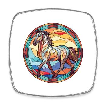 Pferd bunte Aquarell-Tier-Haustier-Illustration - Viereckiger Kühlschrankmagnet - Weiß - Vorne