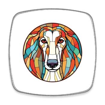 Russischer Barsoi-Hund Buntes Aquarell-Tier-Haustier - Viereckiger Kühlschrankmagnet - Weiß - Vorne