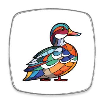 Mandarin Duck Colorful Watercolor Animal Cartoon - Square fridge magnet - white - Front