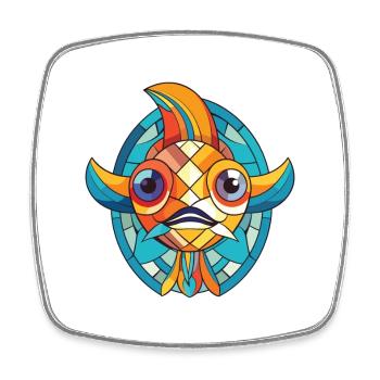 Fish Colorful Watercolor Animal Pet Illustration - Square fridge magnet - white - Front