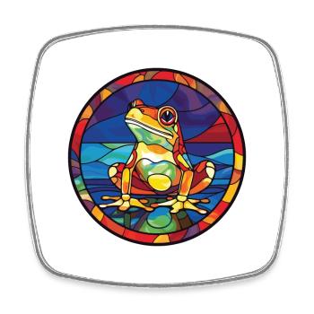 Frog Colorful Watercolor Animal Pet Illustration - Square fridge magnet - white - Front