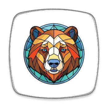 Himalayan Bear Colorful Watercolor Animal Cartoon - Square fridge magnet - white - Front
